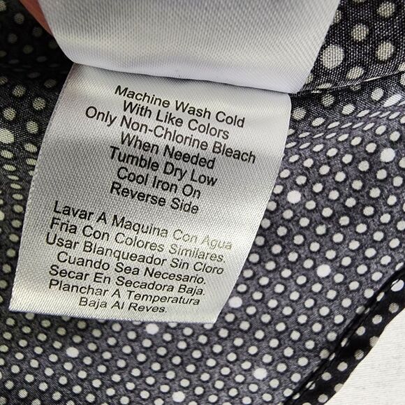 Bruno Milano Mens Shirt Size Large Modern Fit Stretch Black Button Up Polka Dot - Picture 10 of 10